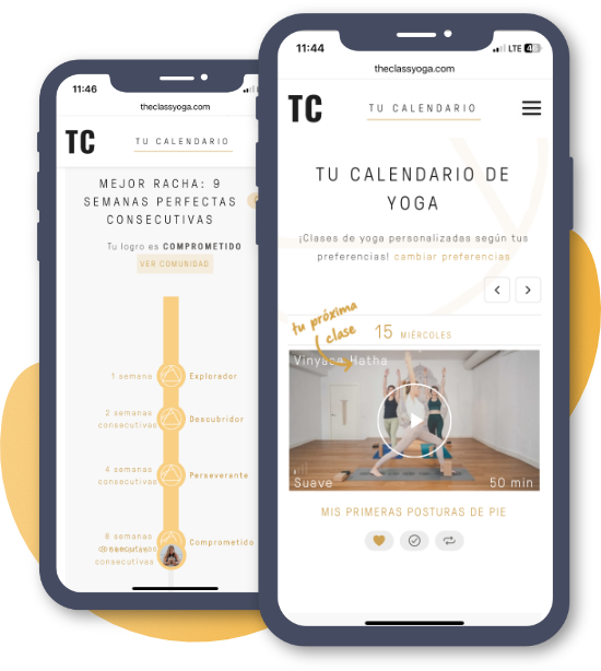 Aplicación con calendario de yoga personalizado